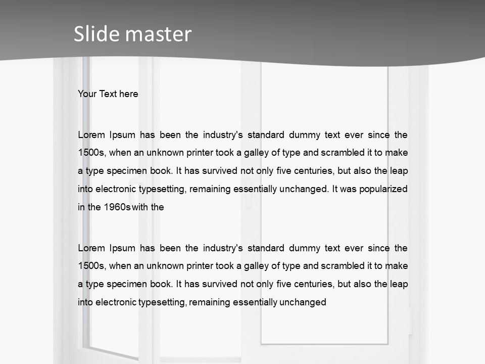 A White Open Window With A Gray Background PowerPoint Template