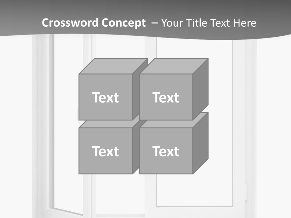 A White Open Window With A Gray Background PowerPoint Template