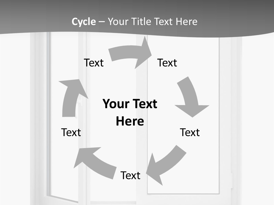 A White Open Window With A Gray Background PowerPoint Template