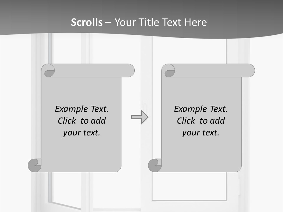 A White Open Window With A Gray Background PowerPoint Template