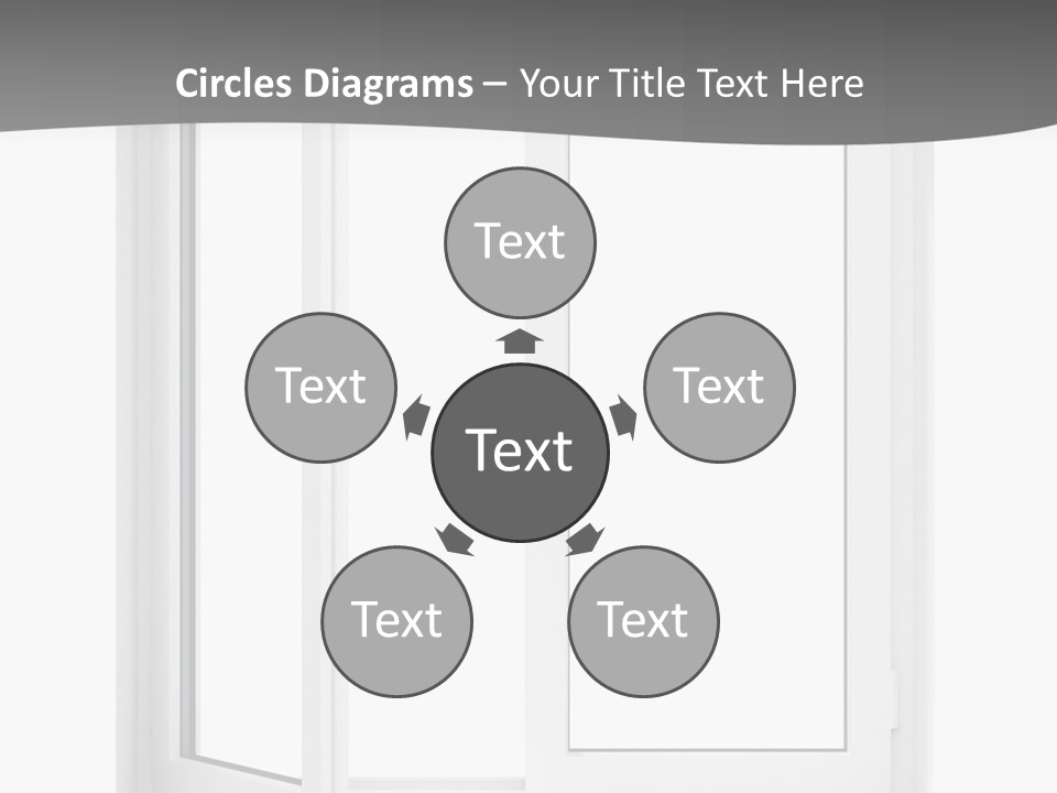 A White Open Window With A Gray Background PowerPoint Template