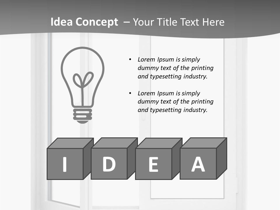 A White Open Window With A Gray Background PowerPoint Template