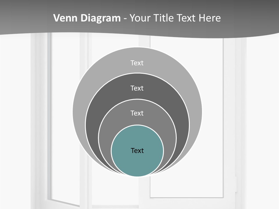 A White Open Window With A Gray Background PowerPoint Template