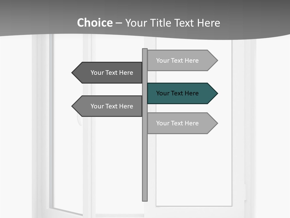 A White Open Window With A Gray Background PowerPoint Template