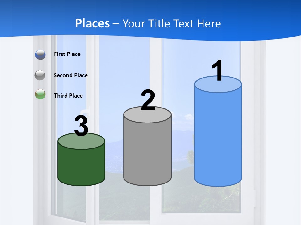An Open Window With A View Of A Mountain PowerPoint Template