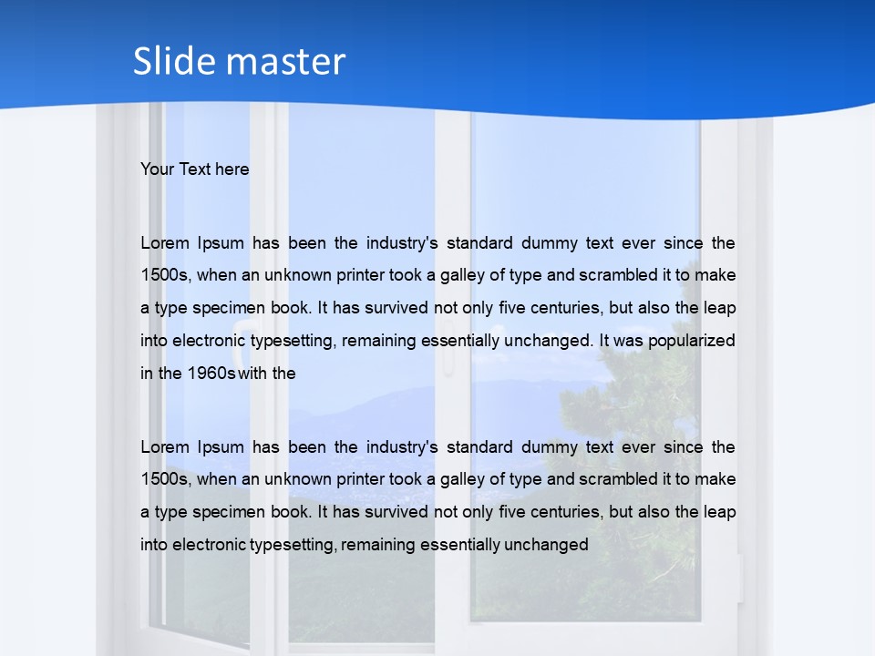 An Open Window With A View Of A Mountain PowerPoint Template