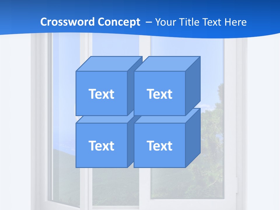 An Open Window With A View Of A Mountain PowerPoint Template