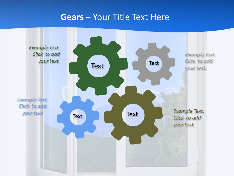 An Open Window With A View Of A Mountain PowerPoint Template