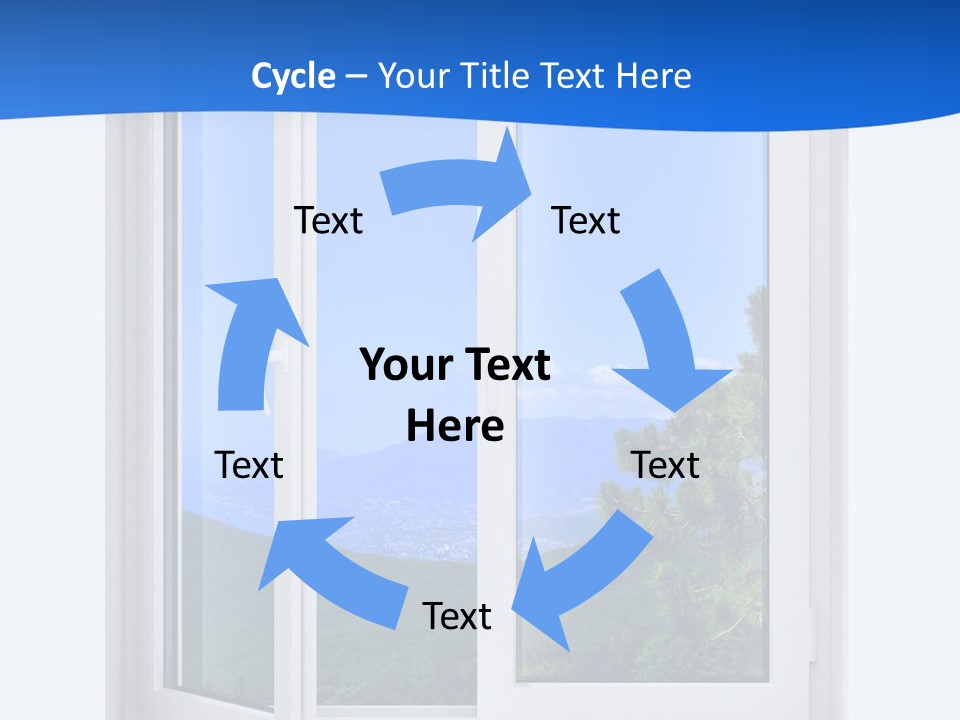 An Open Window With A View Of A Mountain PowerPoint Template