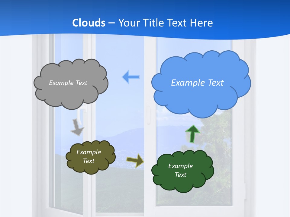 An Open Window With A View Of A Mountain PowerPoint Template
