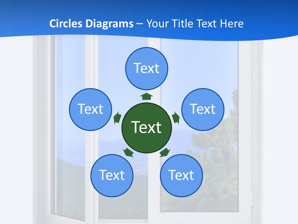 An Open Window With A View Of A Mountain PowerPoint Template
