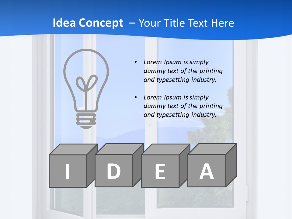 An Open Window With A View Of A Mountain PowerPoint Template