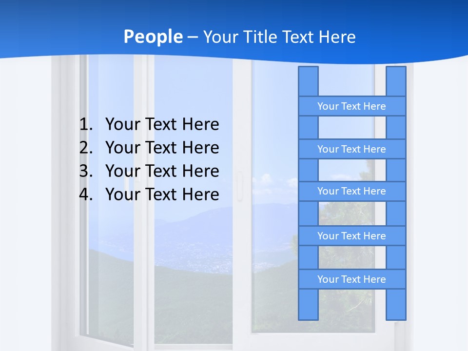 An Open Window With A View Of A Mountain PowerPoint Template