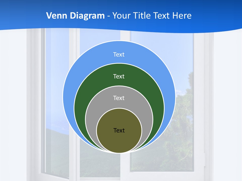 An Open Window With A View Of A Mountain PowerPoint Template
