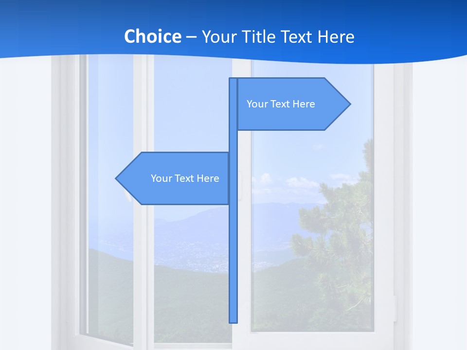 An Open Window With A View Of A Mountain PowerPoint Template