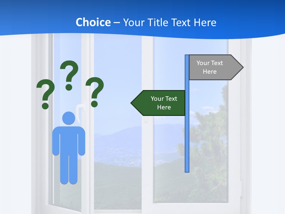 An Open Window With A View Of A Mountain PowerPoint Template