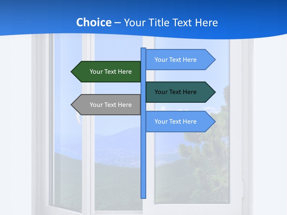 An Open Window With A View Of A Mountain PowerPoint Template