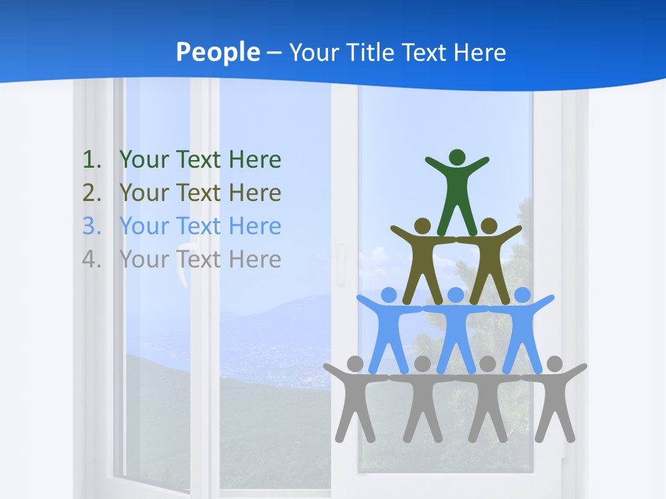 An Open Window With A View Of A Mountain PowerPoint Template