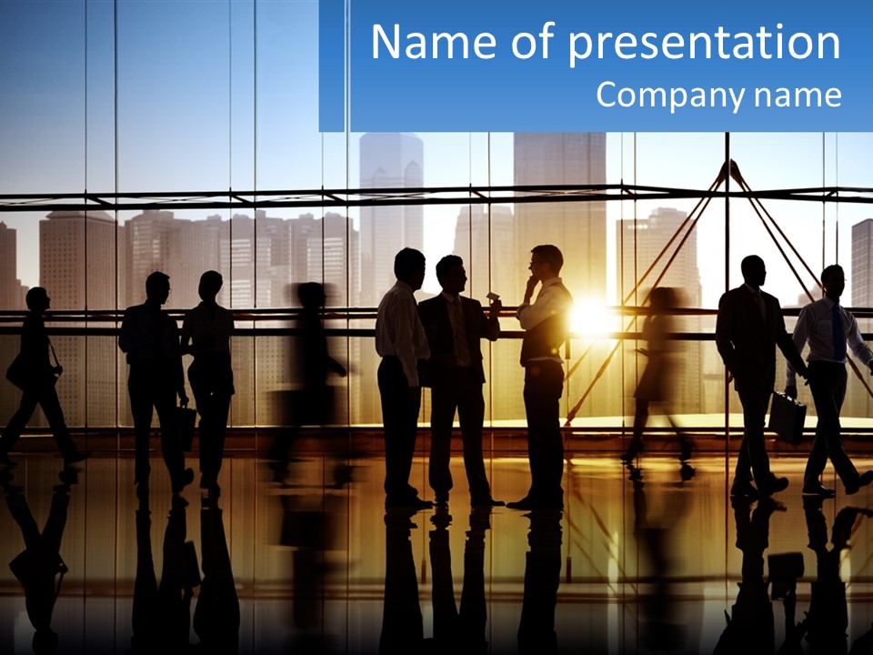 A Group Of People Standing In Front Of A Window PowerPoint Template