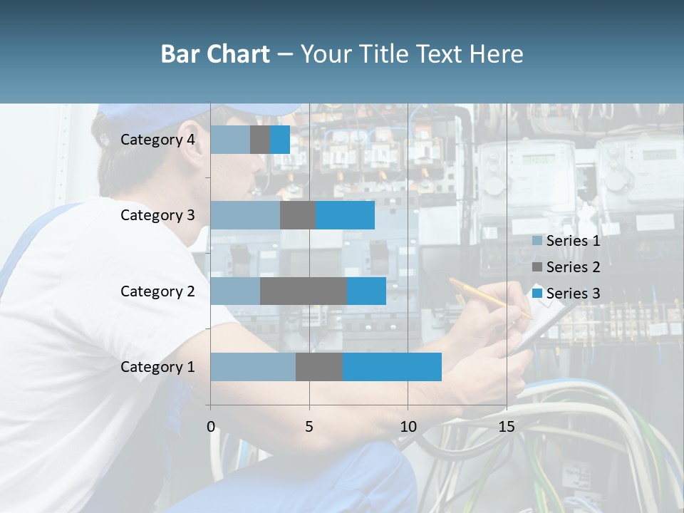 A Man In Overalls And A Blue Cap Is Working On An Electrical Panel PowerPoint Template