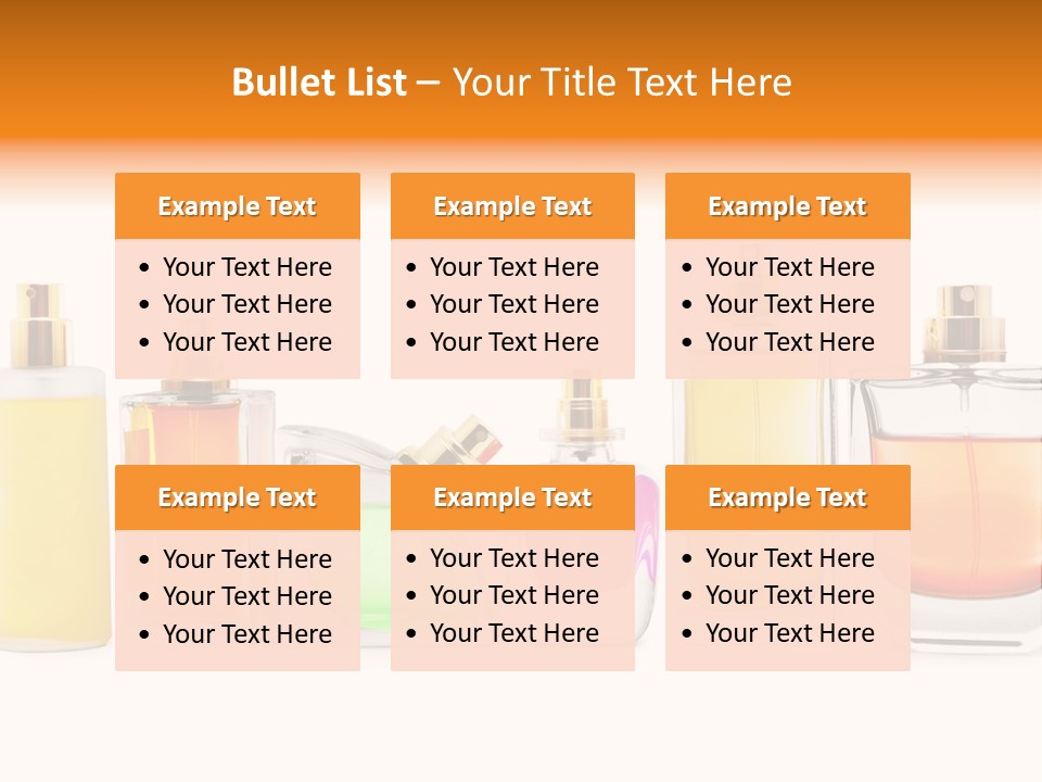 A Group Of Perfume Bottles With A White Background PowerPoint Template