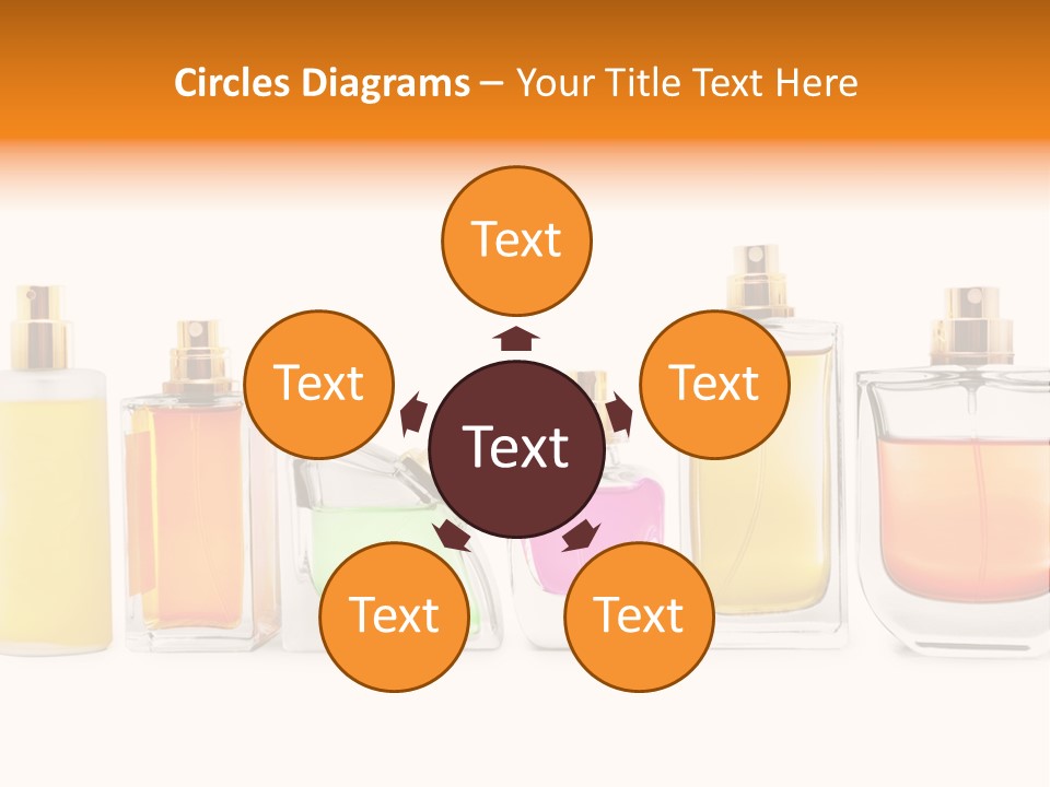 A Group Of Perfume Bottles With A White Background PowerPoint Template