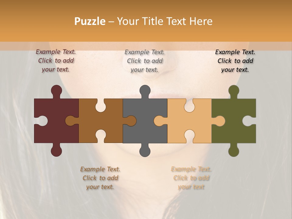 A Beautiful Woman With Long Hair And Green Eyes PowerPoint Template