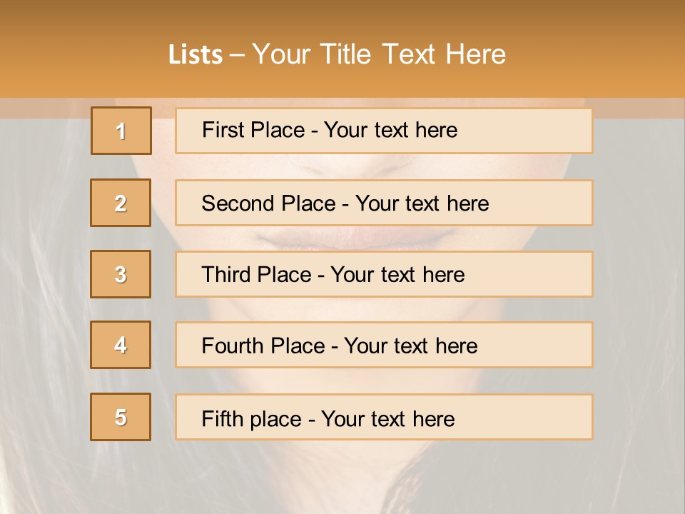 A Beautiful Woman With Long Hair And Green Eyes PowerPoint Template