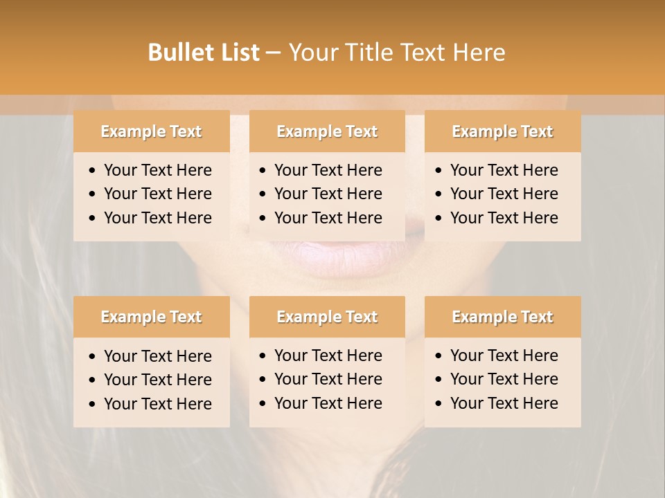 A Beautiful Woman With Long Hair And Green Eyes PowerPoint Template