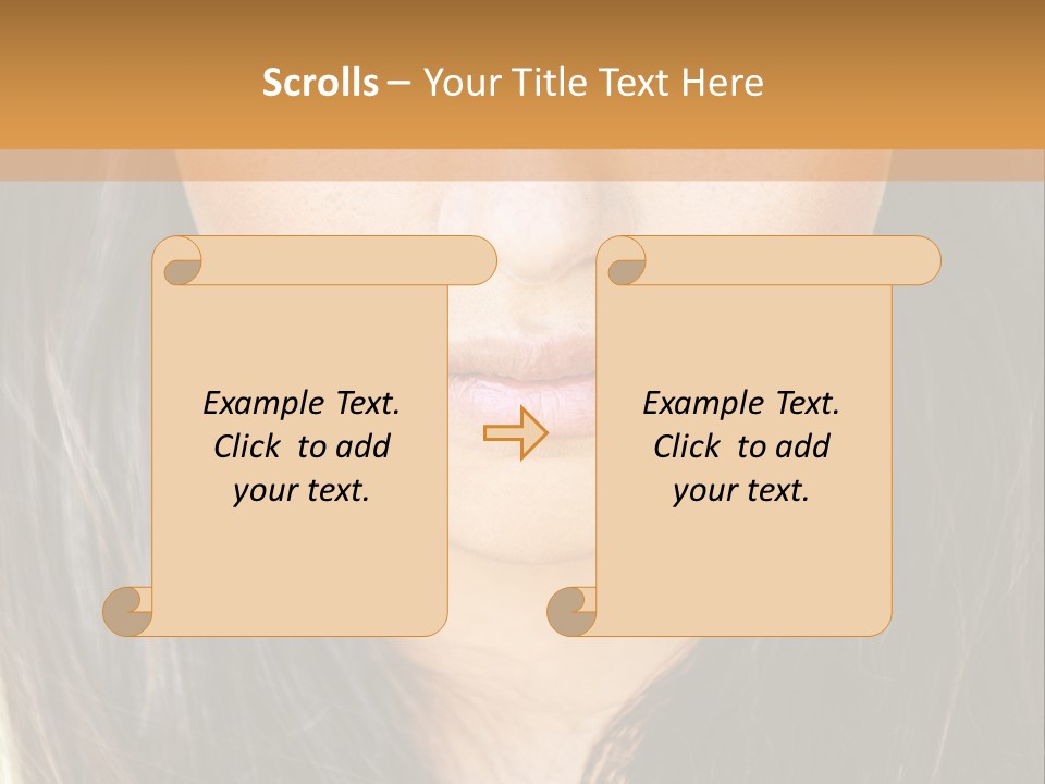 A Beautiful Woman With Long Hair And Green Eyes PowerPoint Template