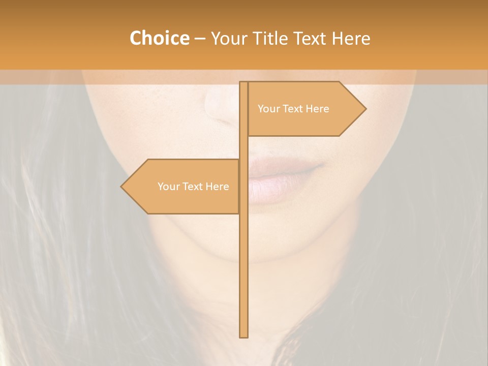 A Beautiful Woman With Long Hair And Green Eyes PowerPoint Template