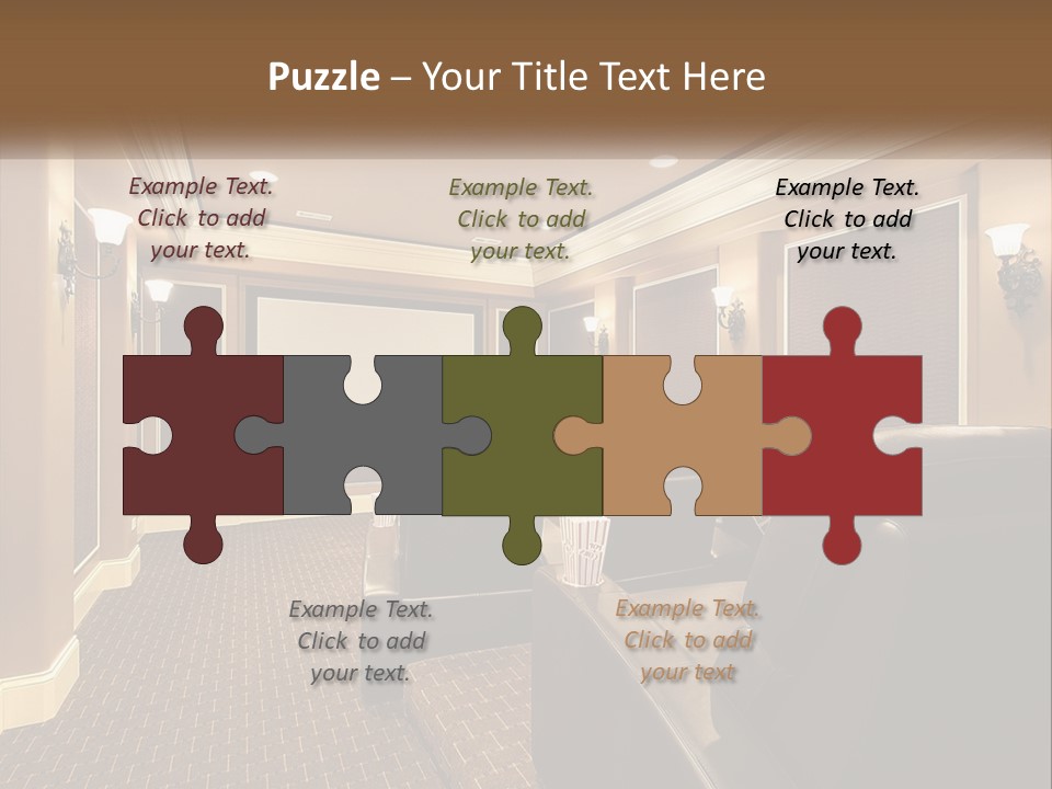 A Home Theater With Two Recliners And A Projector Screen PowerPoint Template