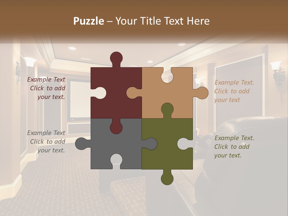 A Home Theater With Two Recliners And A Projector Screen PowerPoint Template