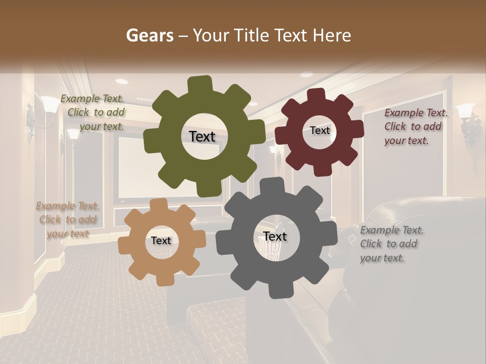 A Home Theater With Two Recliners And A Projector Screen PowerPoint Template