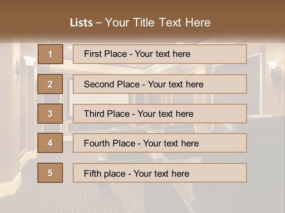 A Home Theater With Two Recliners And A Projector Screen PowerPoint Template
