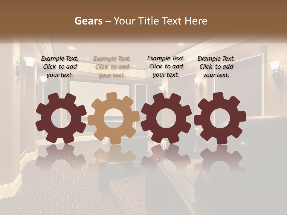 A Home Theater With Two Recliners And A Projector Screen PowerPoint Template