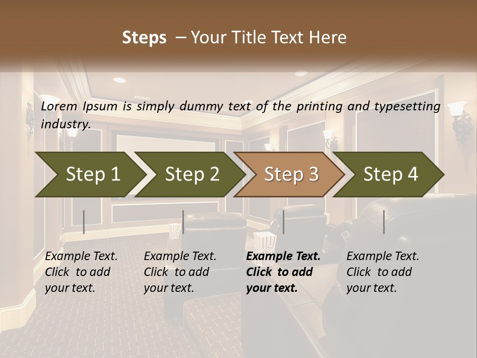 A Home Theater With Two Recliners And A Projector Screen PowerPoint Template