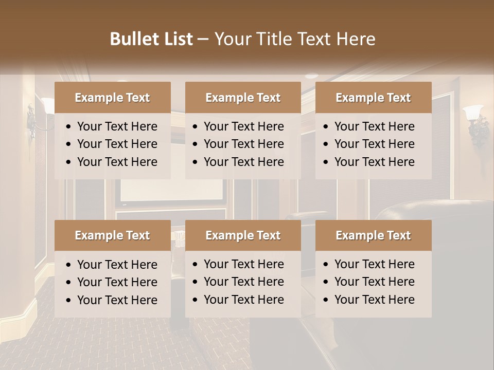 A Home Theater With Two Recliners And A Projector Screen PowerPoint Template