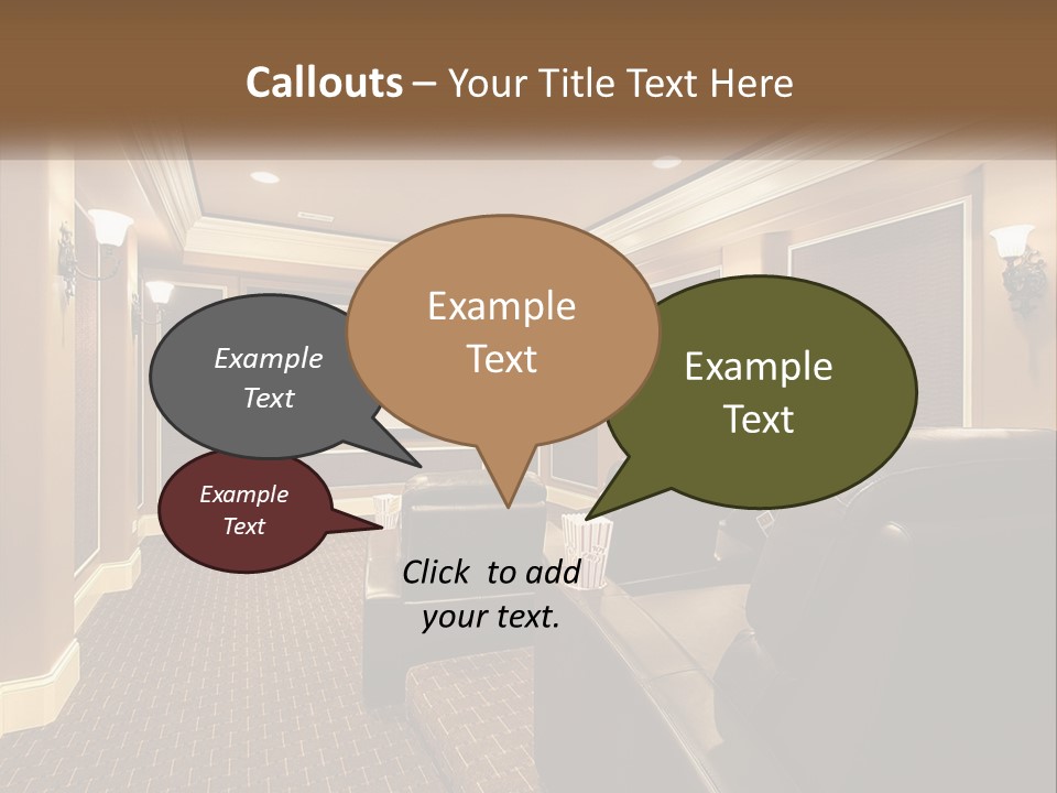 A Home Theater With Two Recliners And A Projector Screen PowerPoint Template