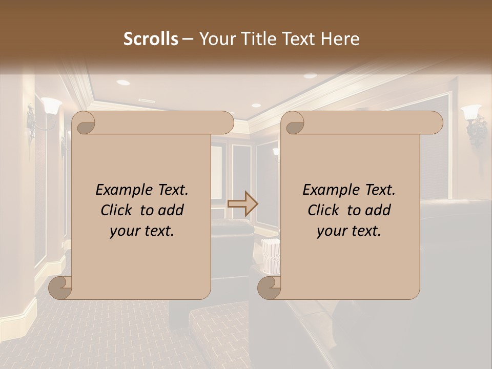 A Home Theater With Two Recliners And A Projector Screen PowerPoint Template