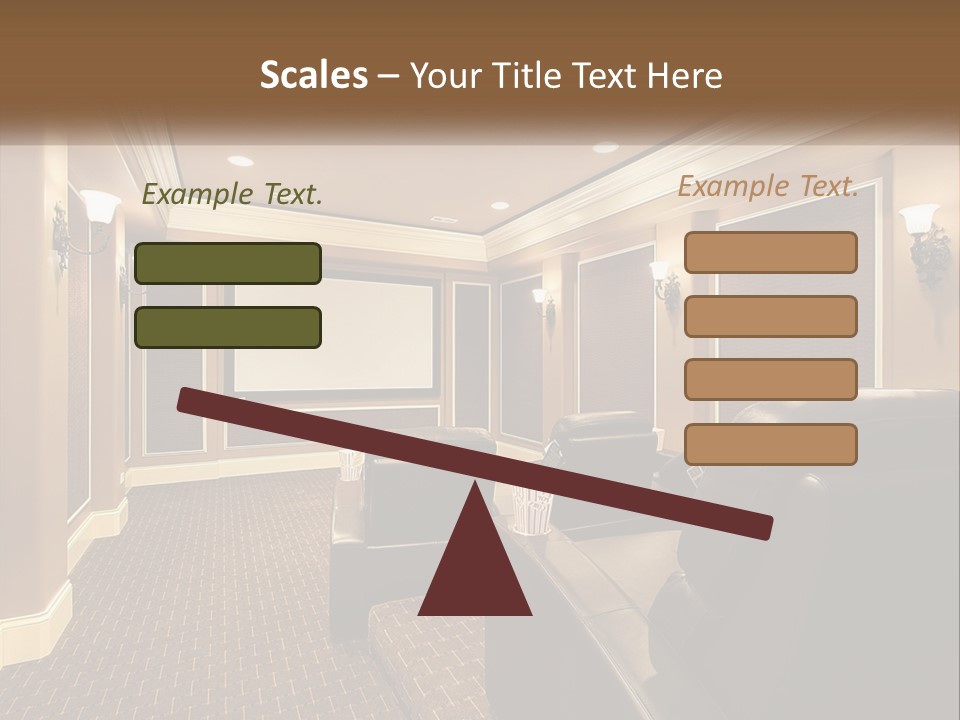 A Home Theater With Two Recliners And A Projector Screen PowerPoint Template