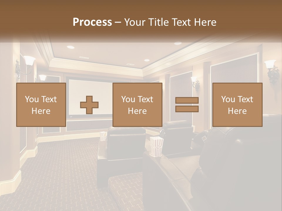 A Home Theater With Two Recliners And A Projector Screen PowerPoint Template