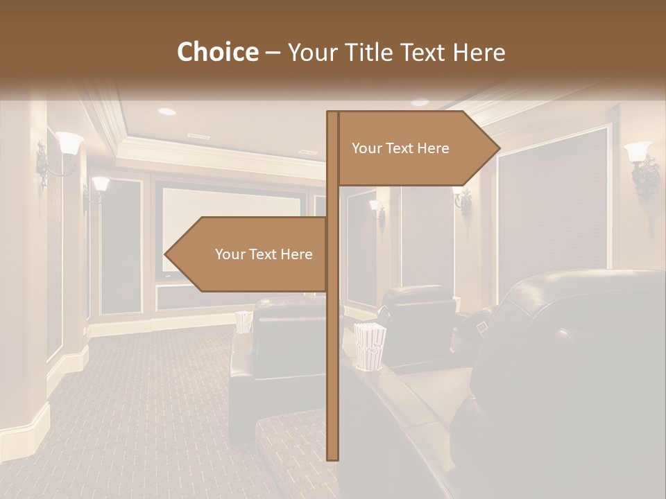 A Home Theater With Two Recliners And A Projector Screen PowerPoint Template