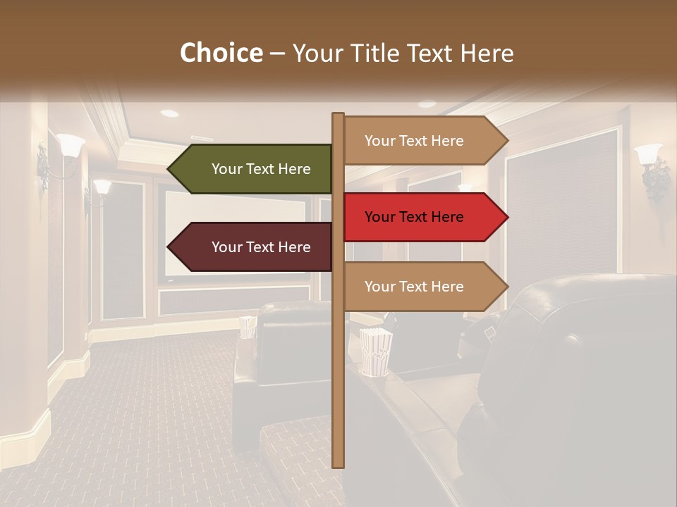 A Home Theater With Two Recliners And A Projector Screen PowerPoint Template