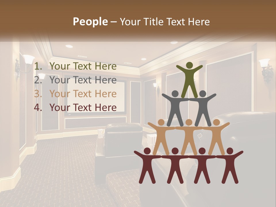 A Home Theater With Two Recliners And A Projector Screen PowerPoint Template