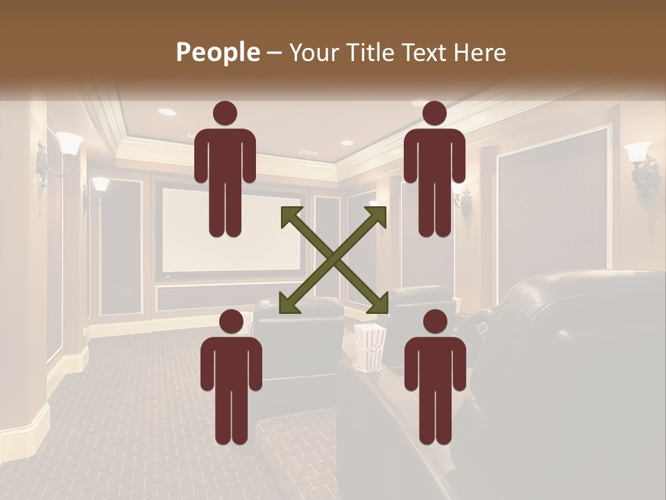 A Home Theater With Two Recliners And A Projector Screen PowerPoint Template