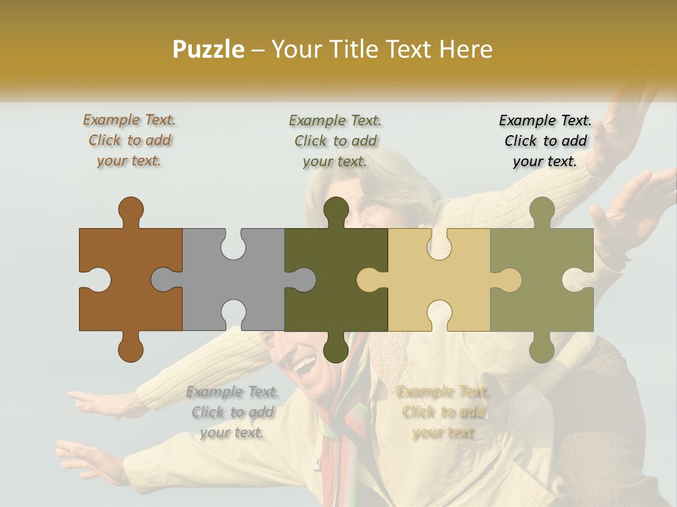 A Man And Woman Are Holding Each Other In The Air PowerPoint Template