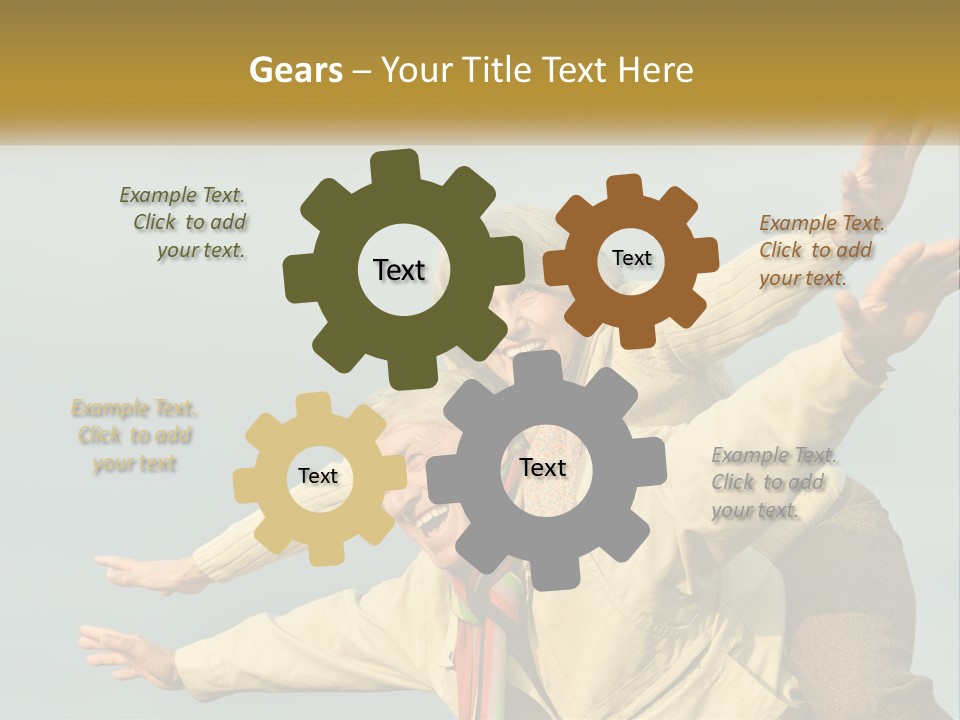 A Man And Woman Are Holding Each Other In The Air PowerPoint Template