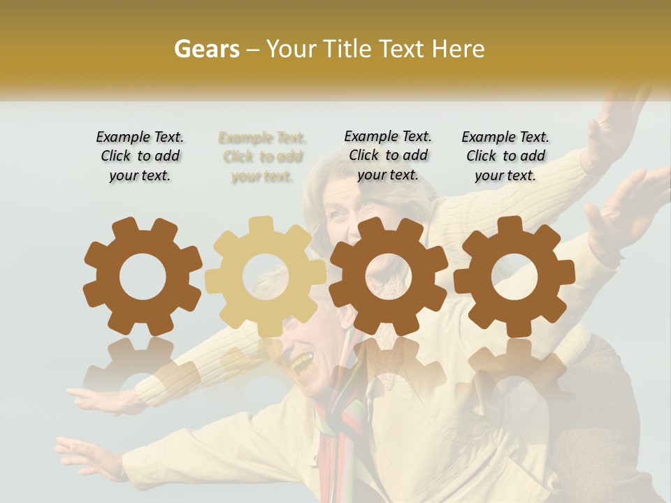 A Man And Woman Are Holding Each Other In The Air PowerPoint Template