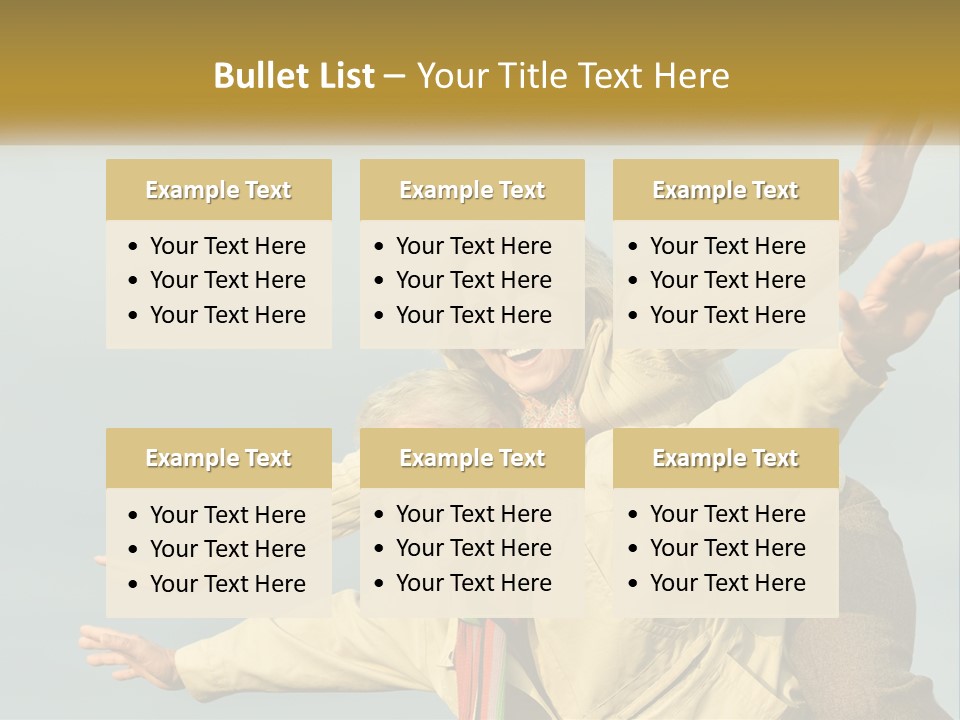 A Man And Woman Are Holding Each Other In The Air PowerPoint Template